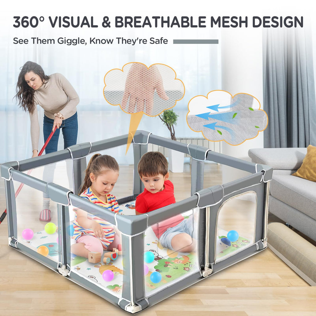 Foldable Baby Playpen with Mat Q394