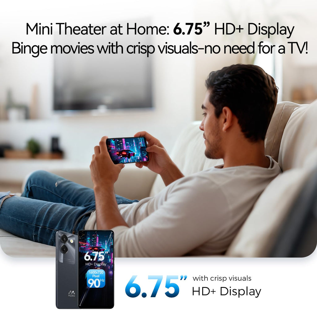 Ultra-Light 6.75" Big Screen 4G+64GB 13MP Dual Camera 4900mAh Android 14 Dual SIM Smartphone V83365