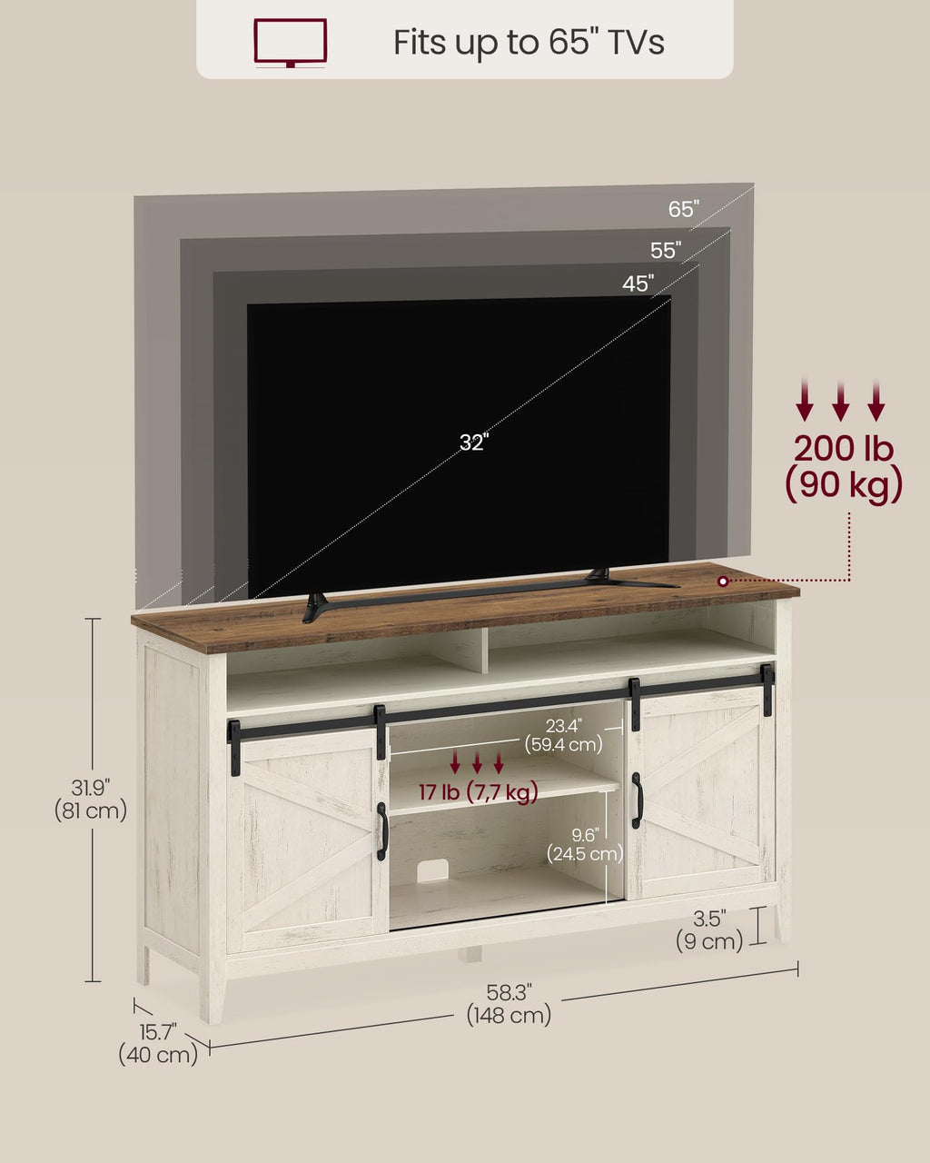 Tall Farmhouse TV Stand with Door H844212