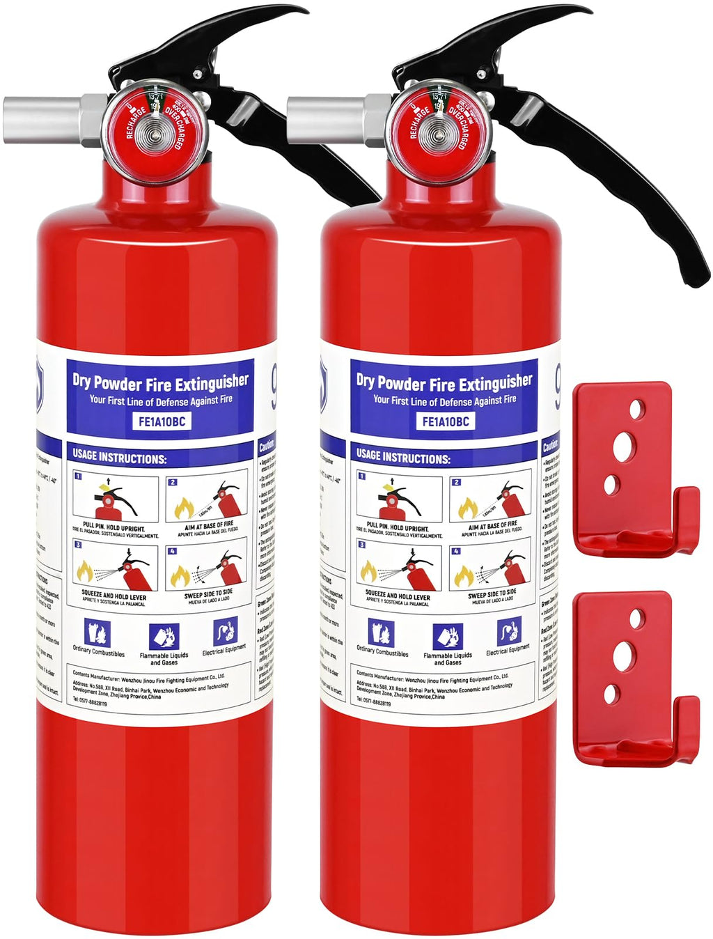 2 Pack 2.5 lb ABC Dry Chemical Fire Extinguishers Y874
