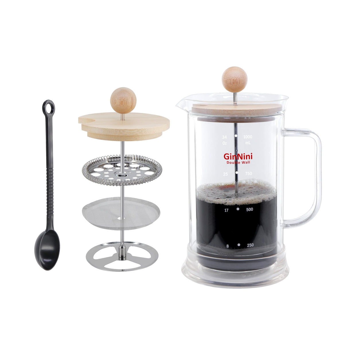 34oz Double-Wall Glass French Press K10216