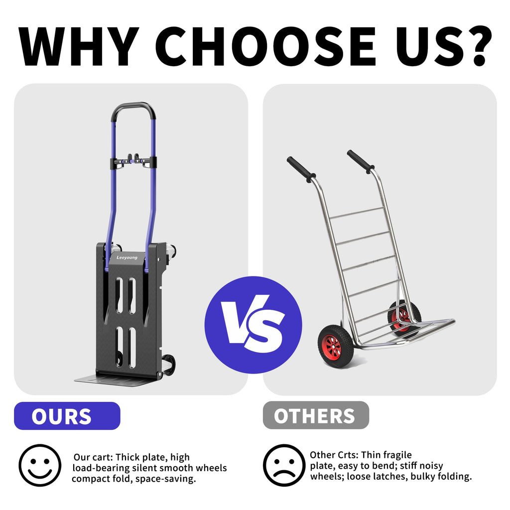 3-in-1 Folding Hand Truck 330lbs Portable Dolly Cart with Adjustable Handle J12195