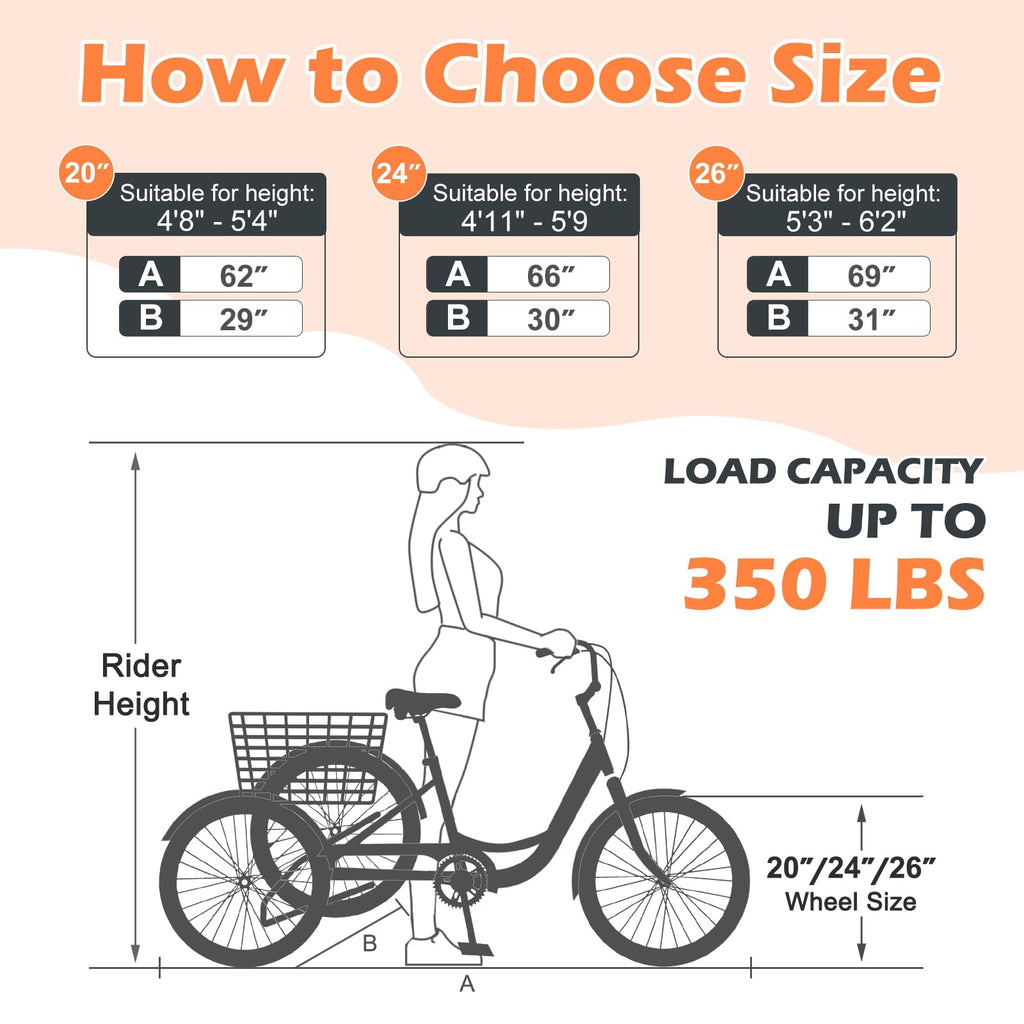 7 Speed 3 Wheel Bike with Basket L94507
