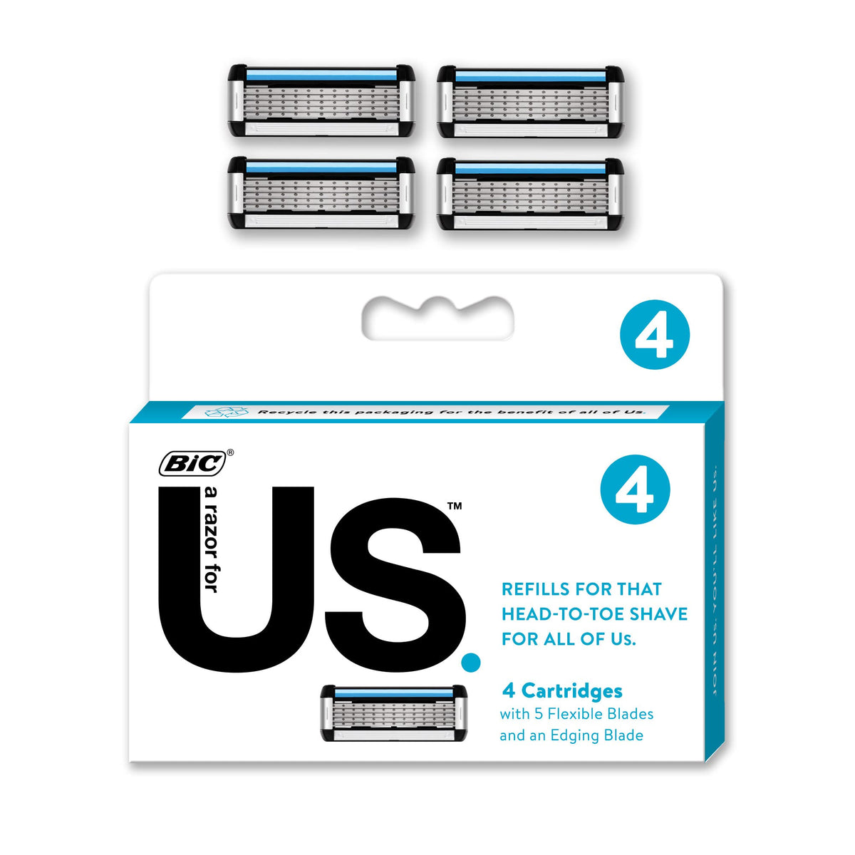 5 Flexible Blade Unisex Razor Refills 4-Count W444398