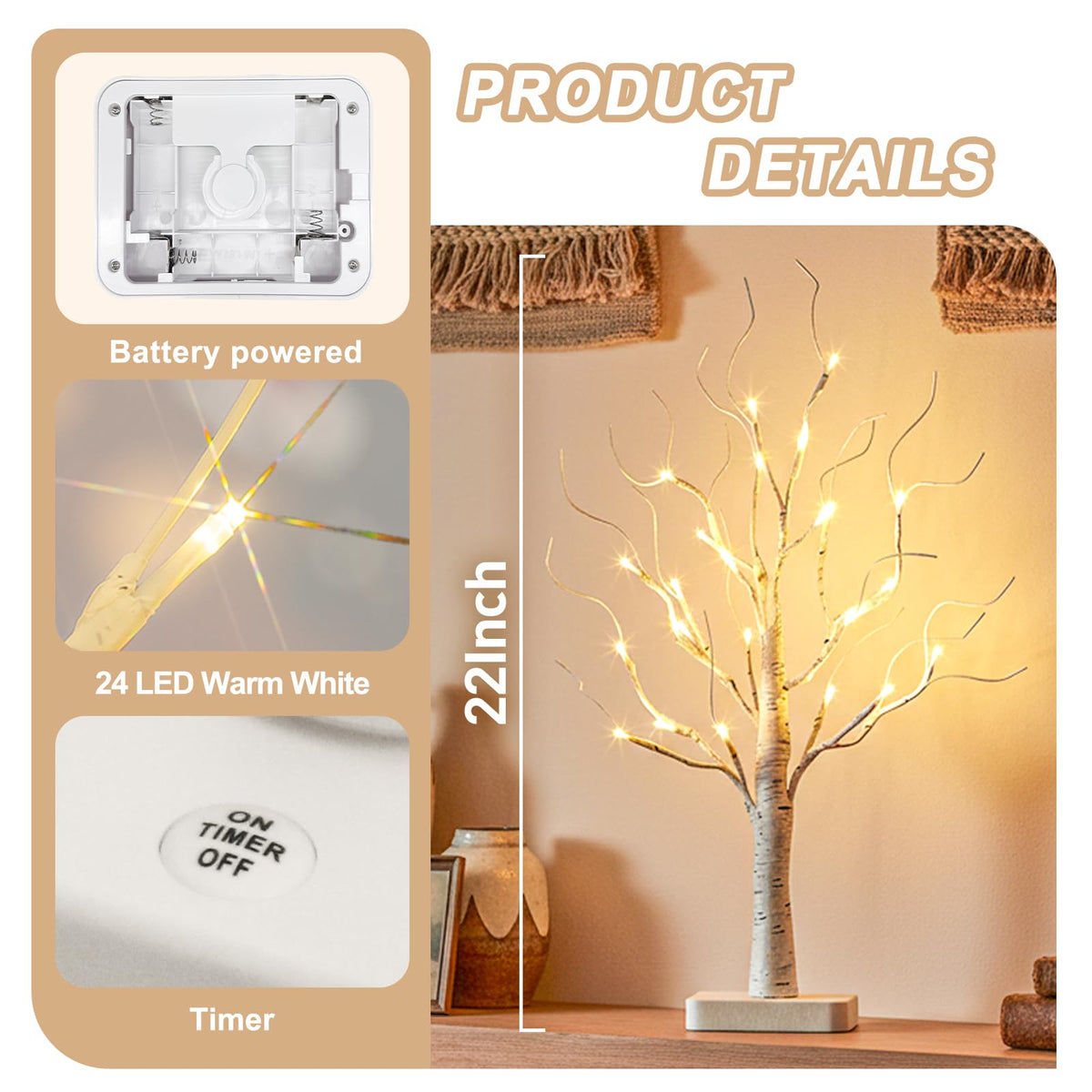 Lighted Birch Tree with LED Lights E26962