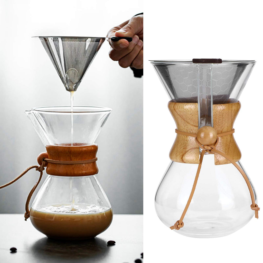 High Temp Glass Coffee Drip Pot with Reusable Filter 600ml Q5696