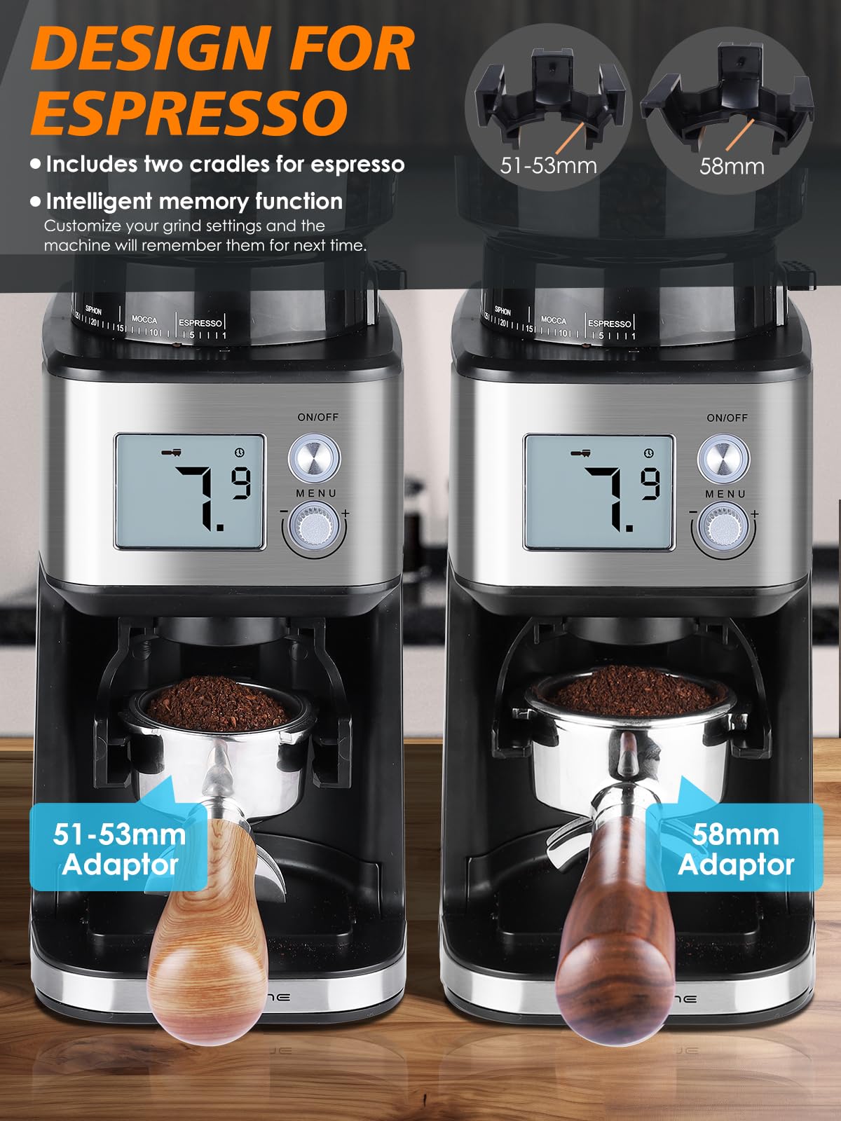 Conical Burr Espresso Coffee Grinder 51mm Stepless Electric K55674