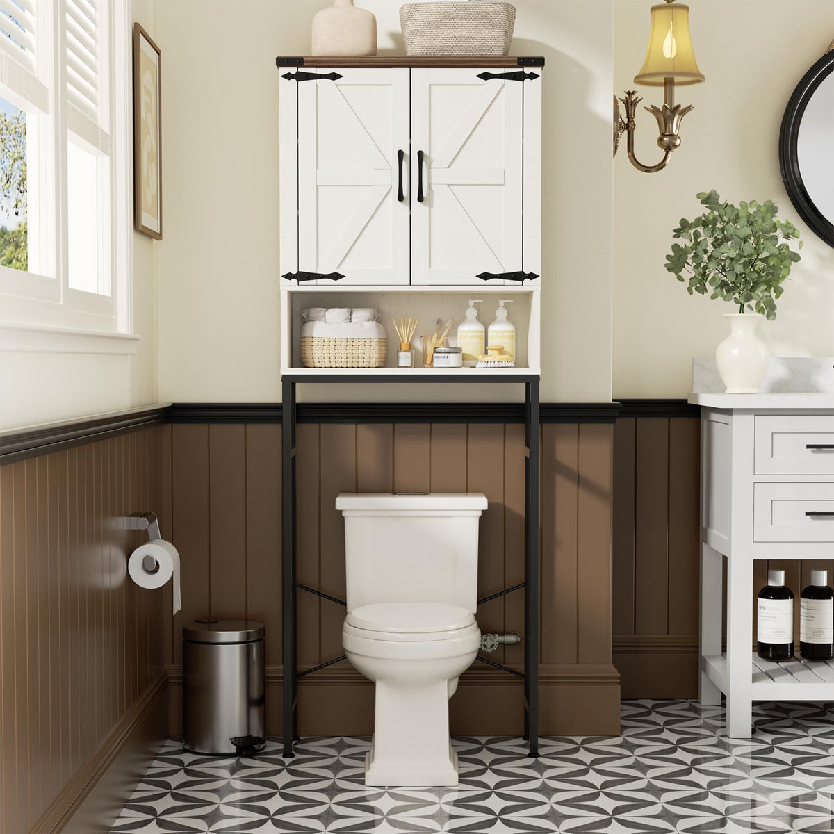 Over The Toilet Storage Cabinet with Adjustable Shelf, White H832