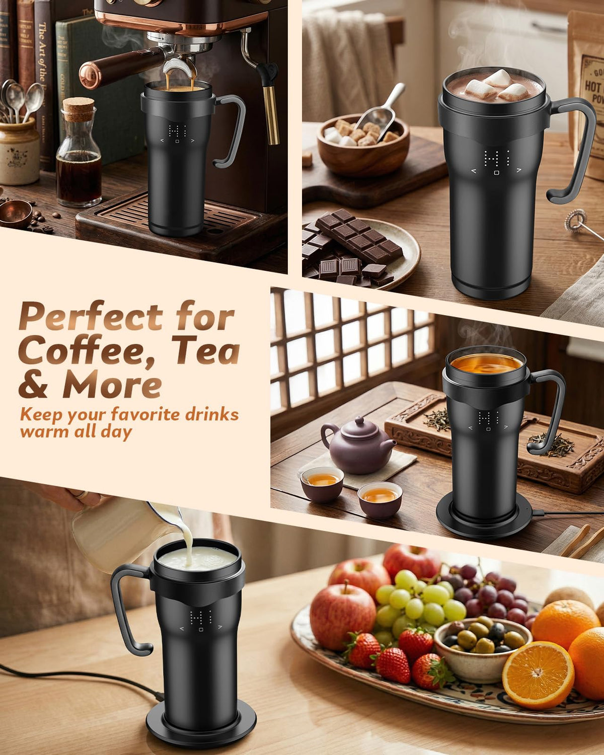 16oz Temperature Control Rechargeable Heated Mug H445862