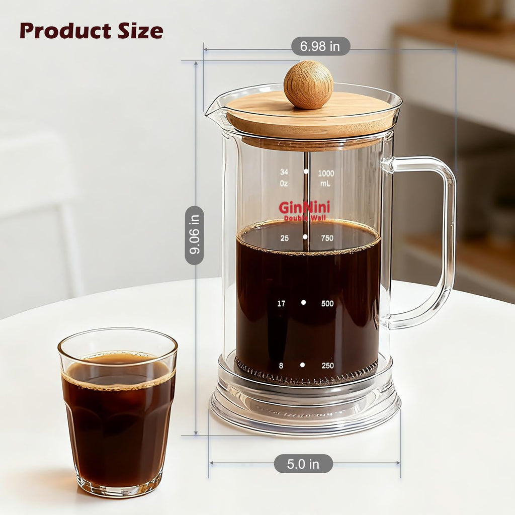 34oz Double-Wall Glass French Press K10216