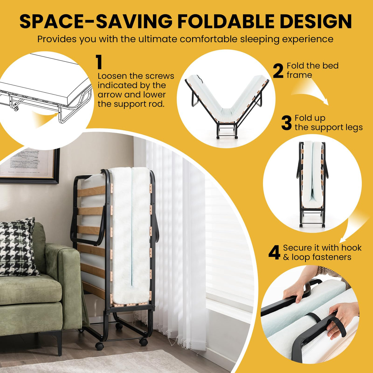 78.5” x 31” Folding Bed with 5” Memory Foam Mattress D751685