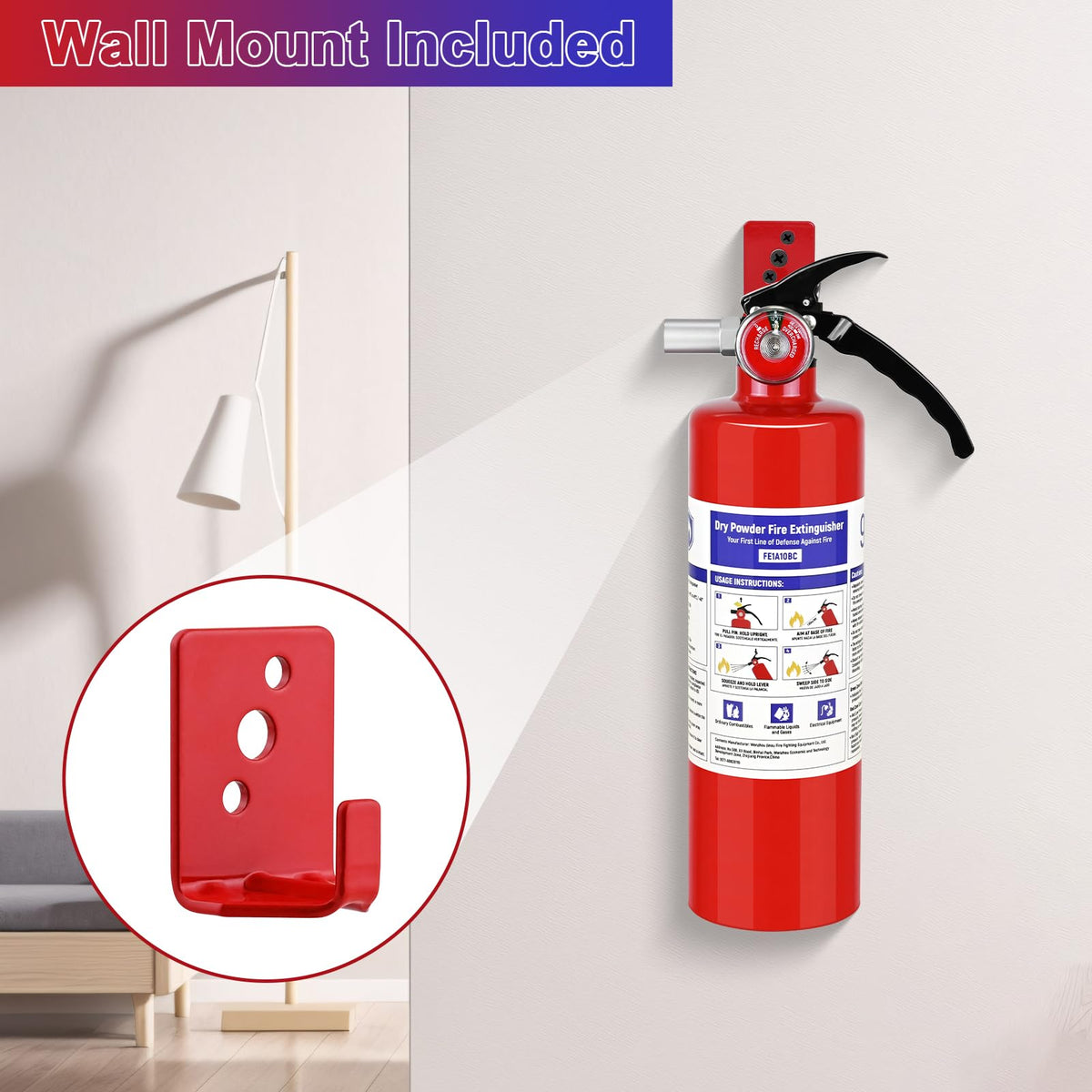 2 Pack 2.5 lb ABC Dry Chemical Fire Extinguishers Y874