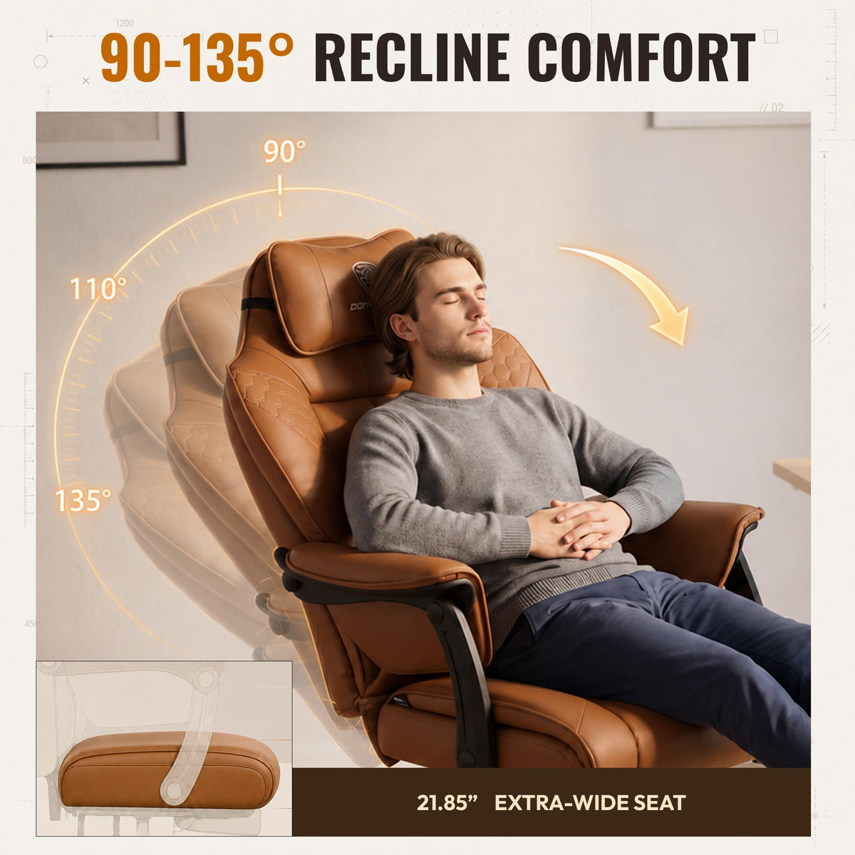 Big and Tall Gaming Chair with Footrest Brown F997