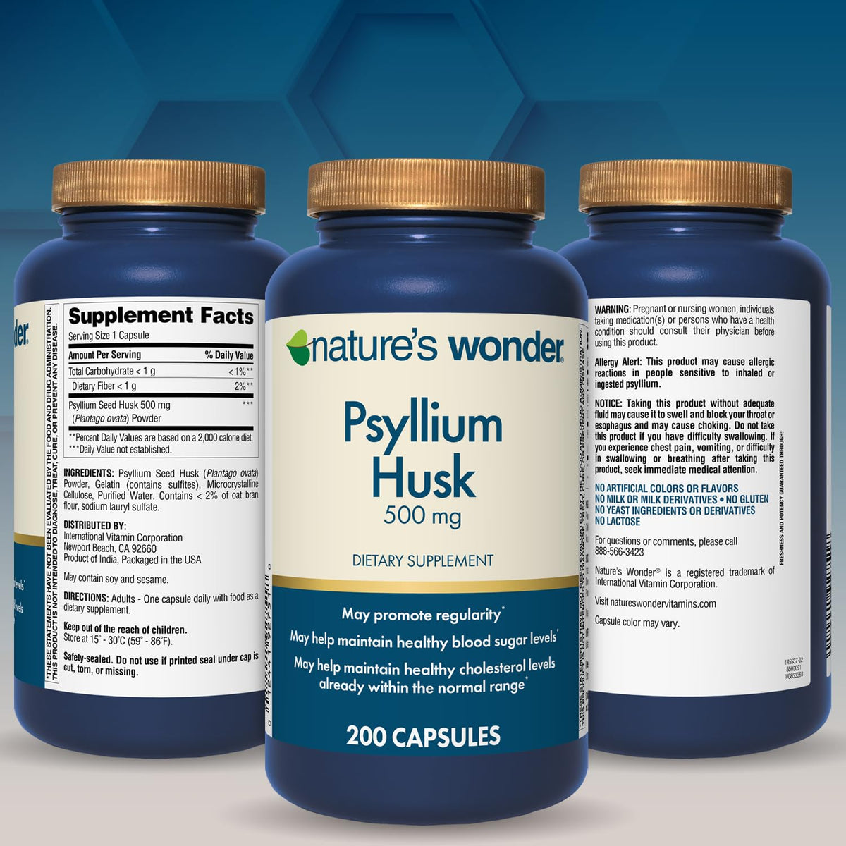 Psyllium Husk 500 mg Capsules 200 Count E84505