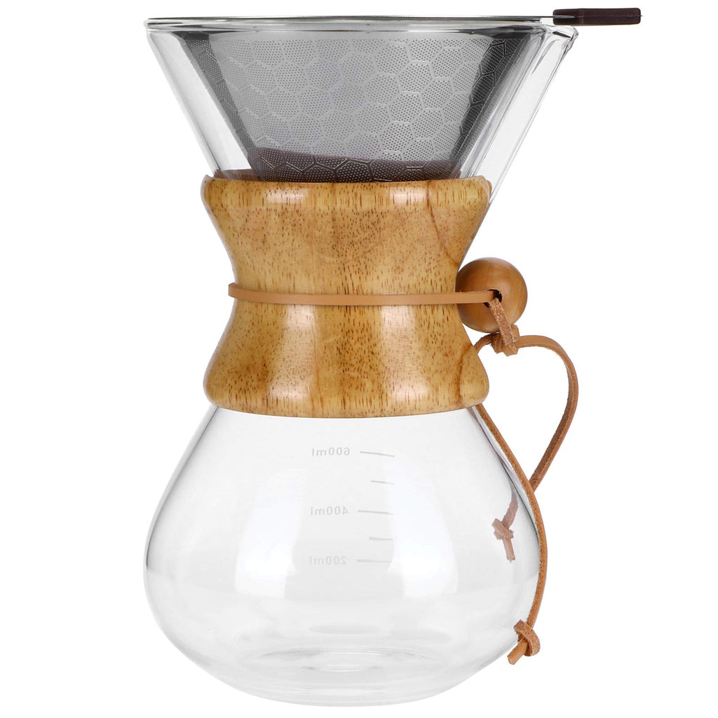 High Temp Glass Coffee Drip Pot with Reusable Filter 600ml Q5696