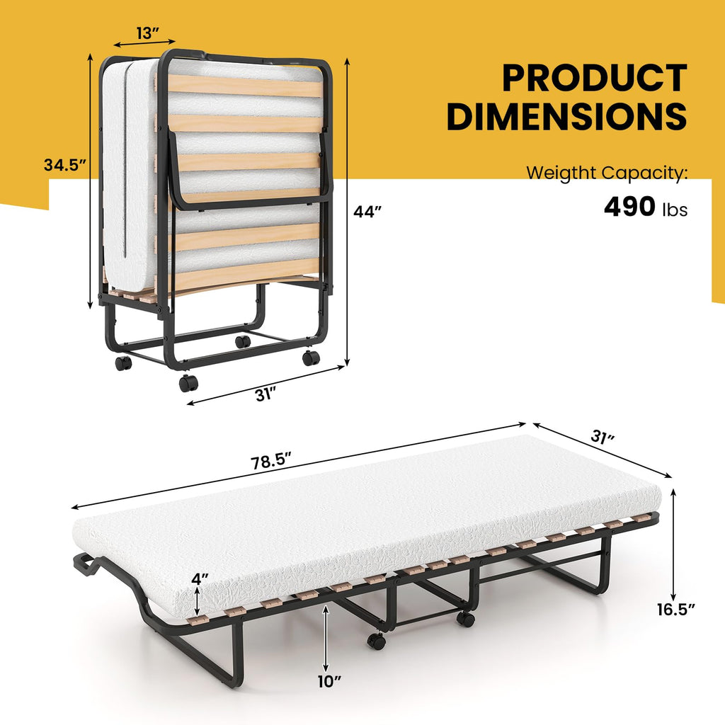 78.5” x 31” Folding Bed with 5” Memory Foam Mattress D751685