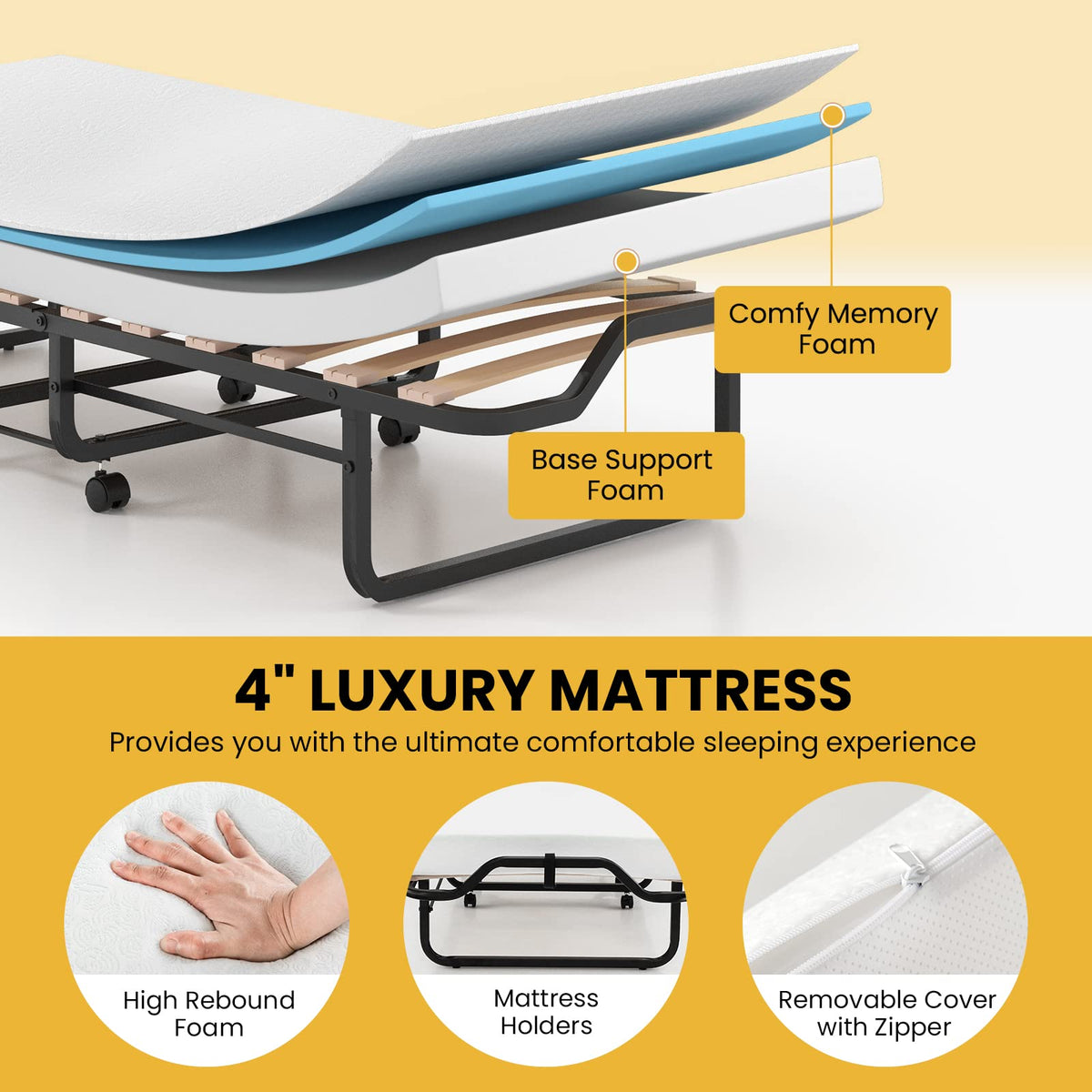 78.5” x 31” Folding Bed with 5” Memory Foam Mattress D751685