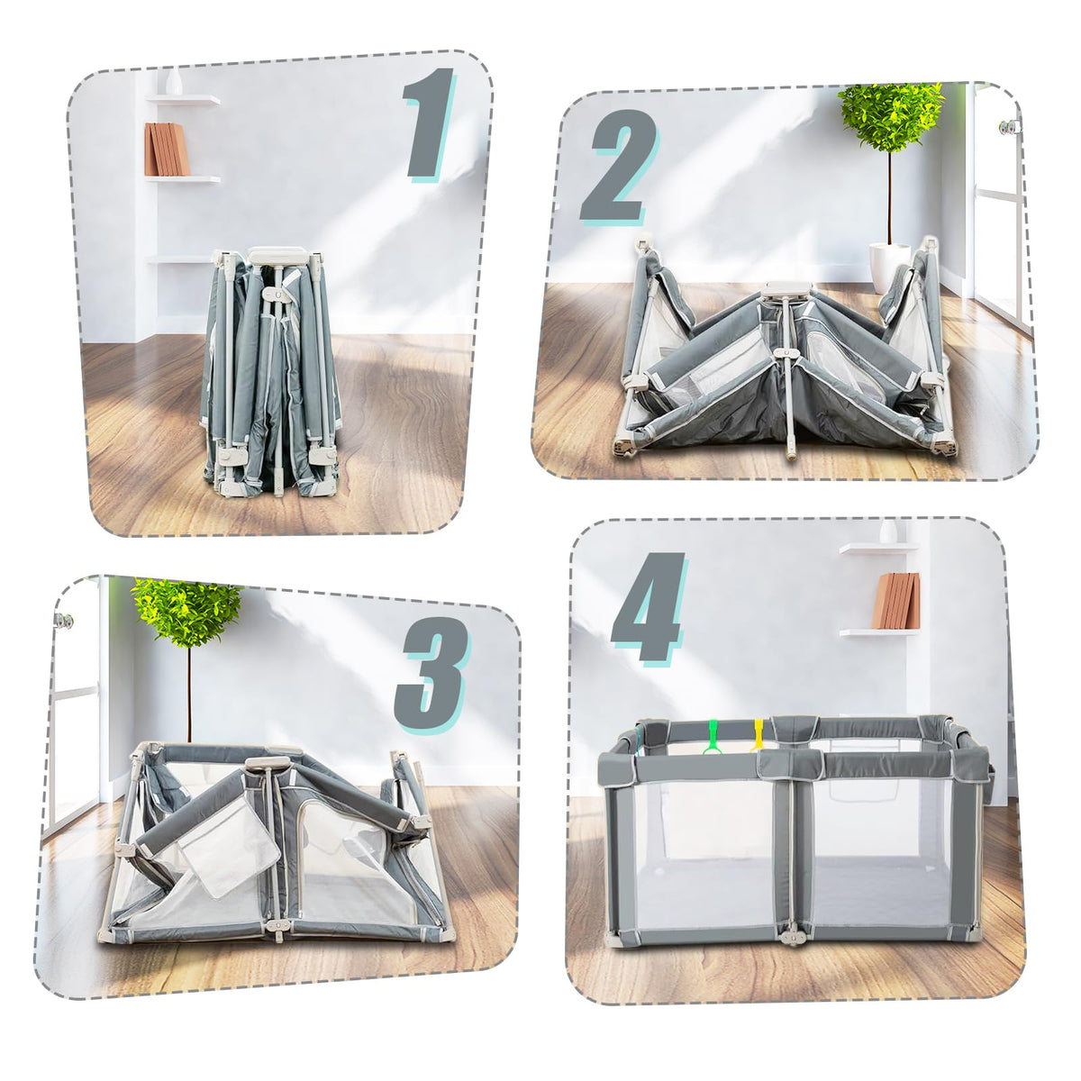 Foldable Baby Playpen with Mat Q394
