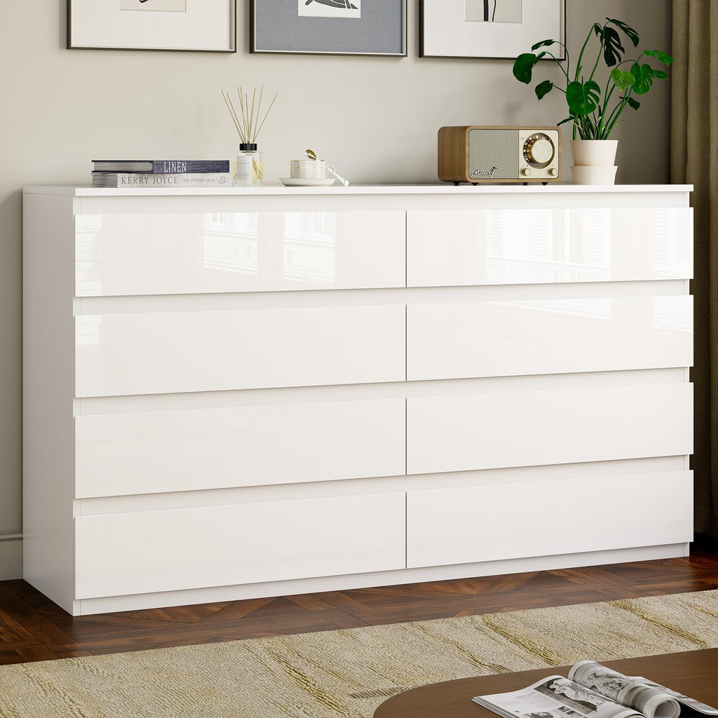 White 8 Drawer Wood Dresser Y14173