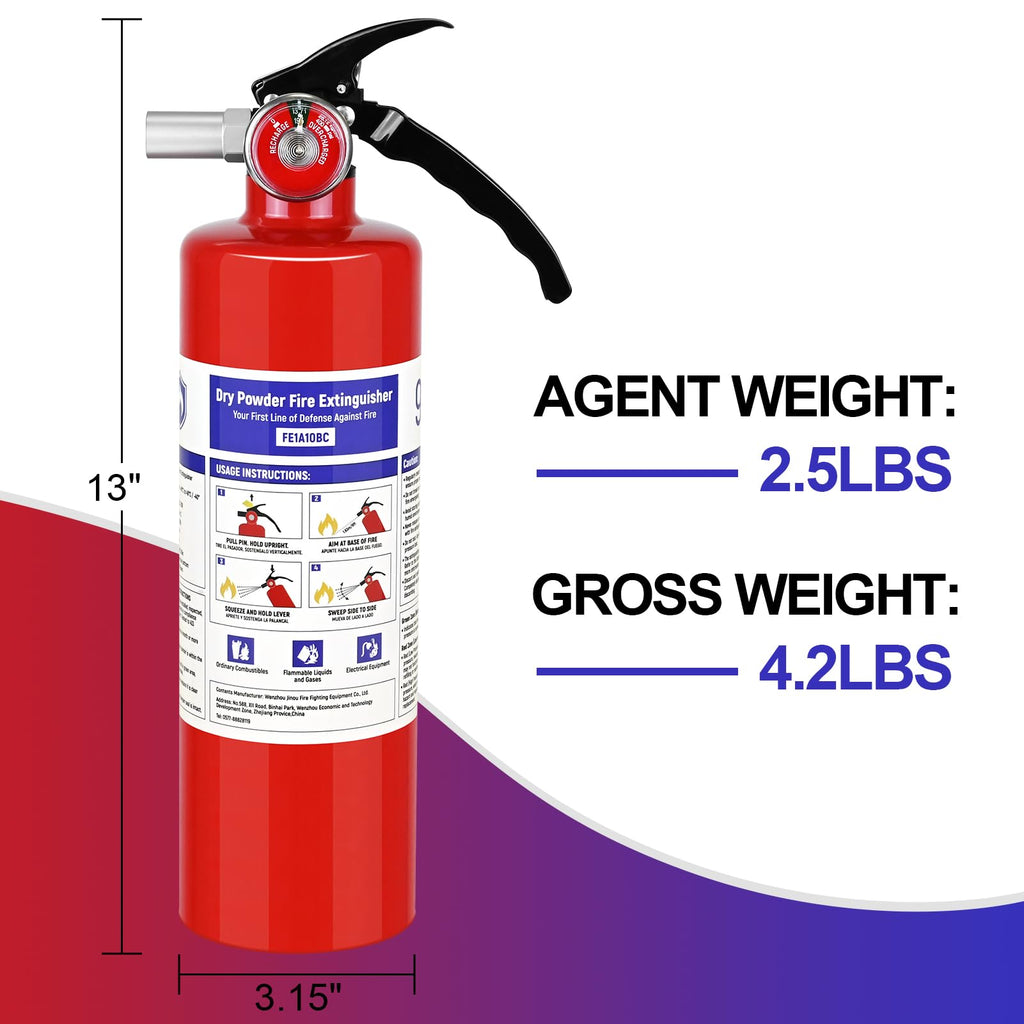 2 Pack 2.5 lb ABC Dry Chemical Fire Extinguishers Y874