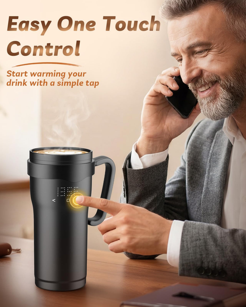 16oz Temperature Control Rechargeable Heated Mug H445862