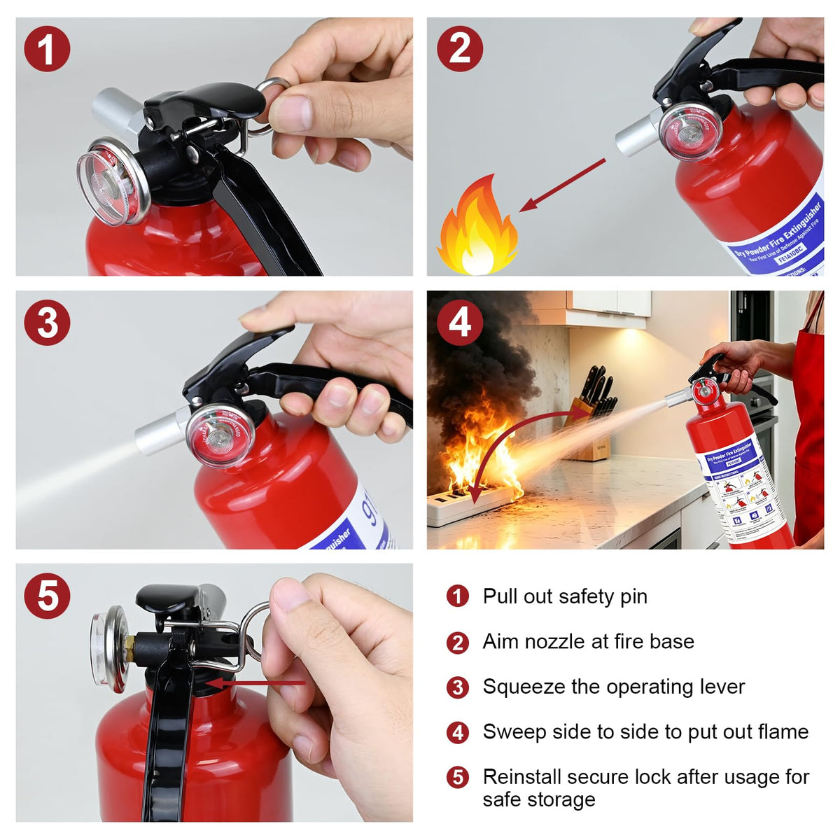 2 Pack 2.5 lb ABC Dry Chemical Fire Extinguishers Y874