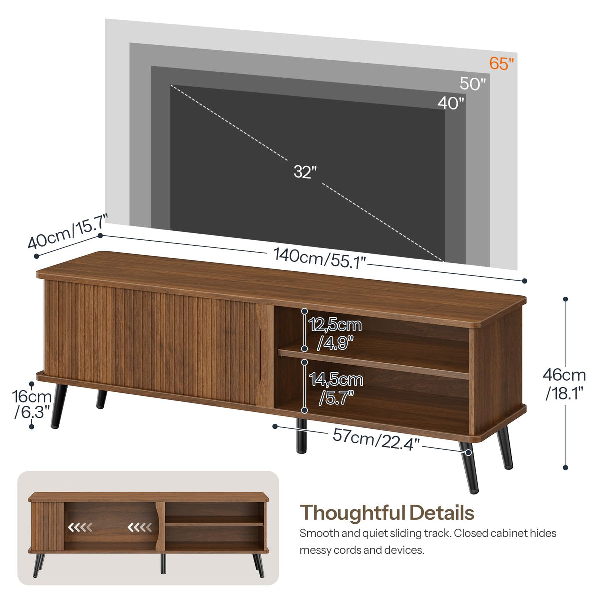 Mid Century Modern TV Stand with Storage R384594