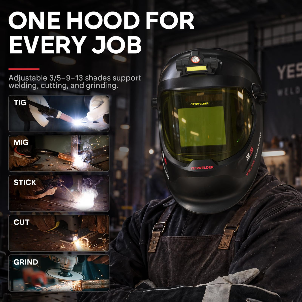 Auto Darkening Welding Helmet with LED F78288