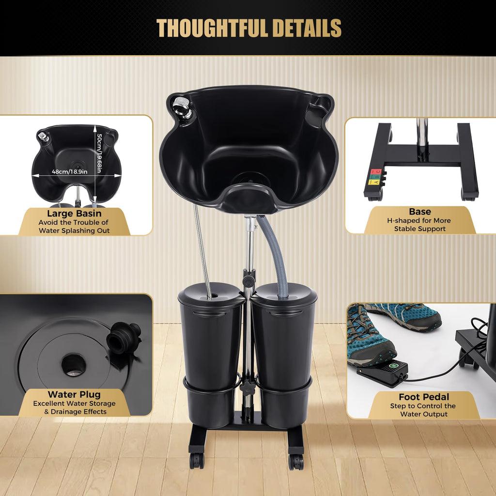 Portable Shampoo Bowl Unit with 2 Bucket Z472105