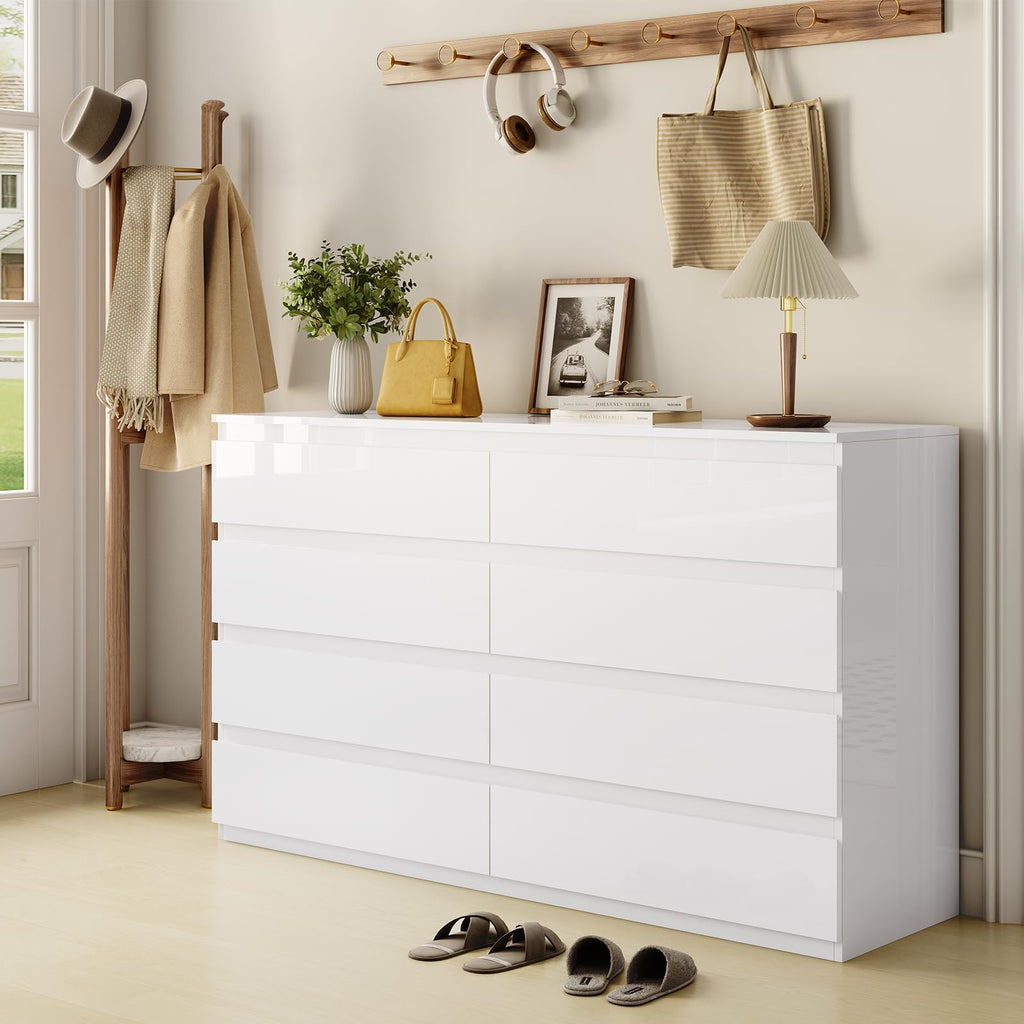 White 8 Drawer Wood Dresser Y14173