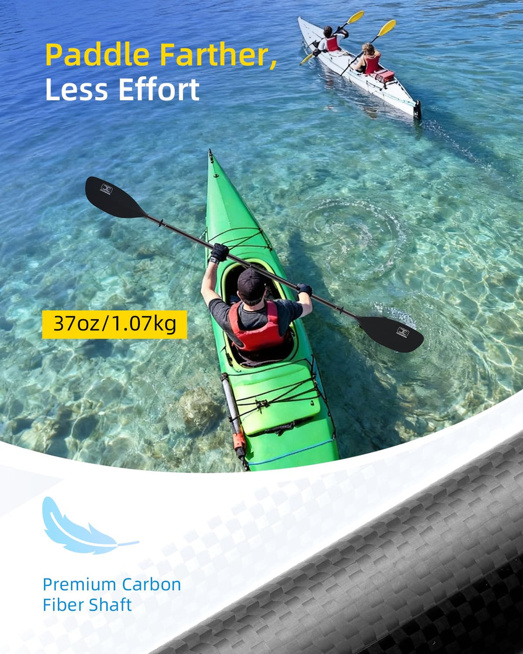 4 Pieces Carbon Fiber Kayak Paddle B851