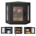 Large Black Wooden Bread Box with Acrylic Window X7058