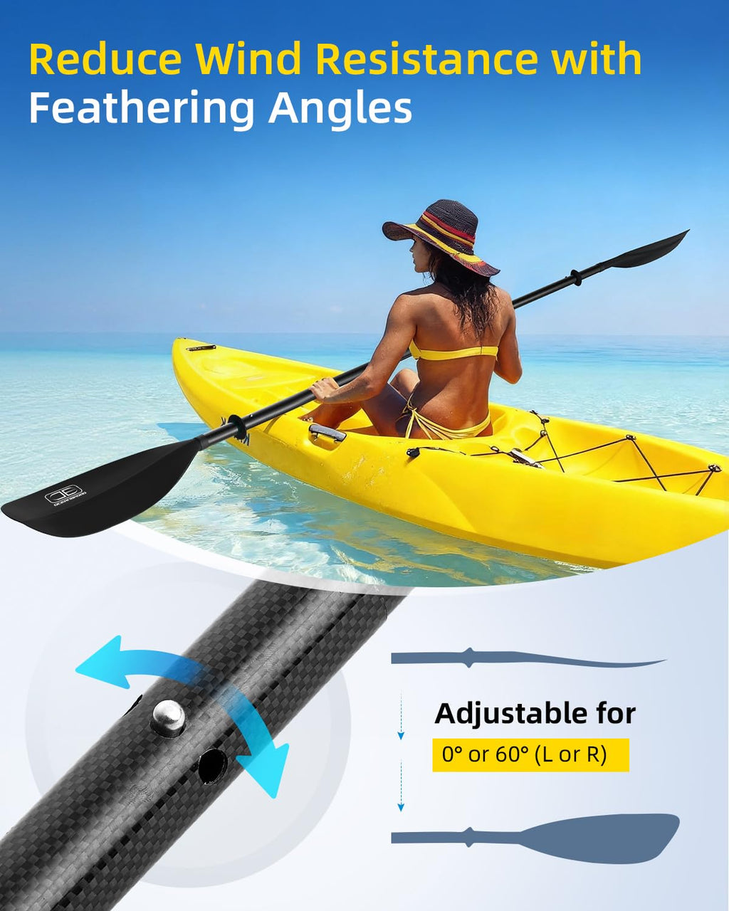 4 Pieces Carbon Fiber Kayak Paddle B851