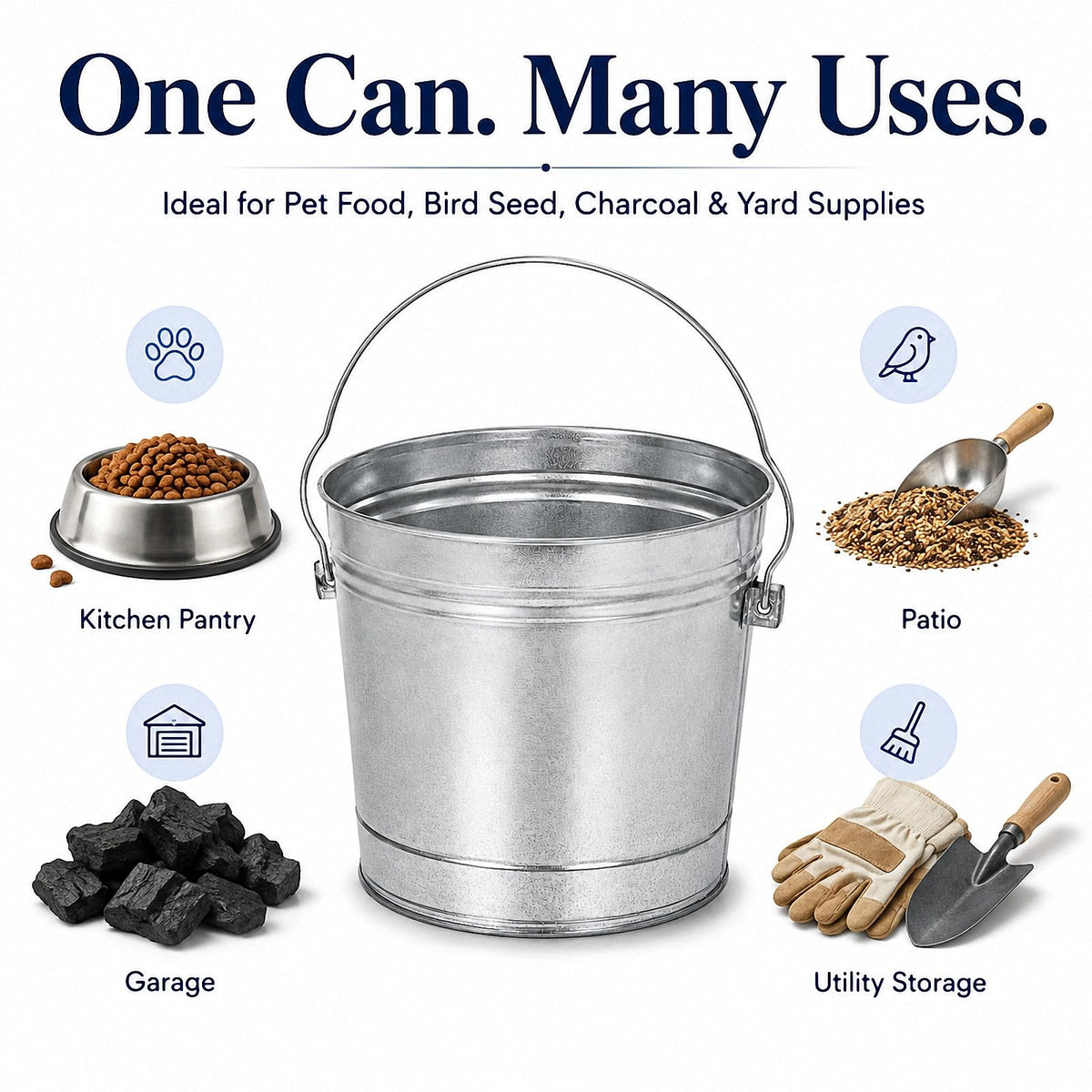 Galvanized Steel Airtight Storage Jar with Locking Lid V433