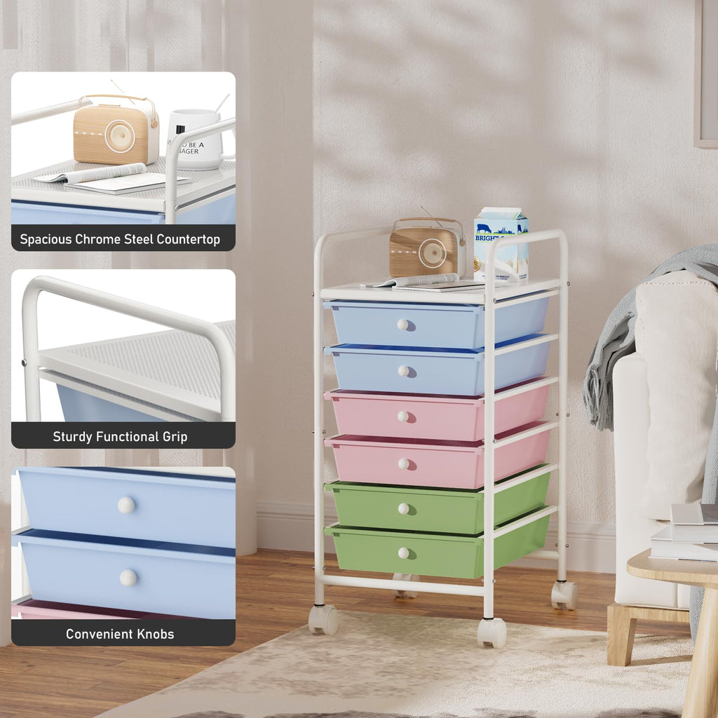 6-Tier Rolling Utility Cart with 6 Drawers S604628