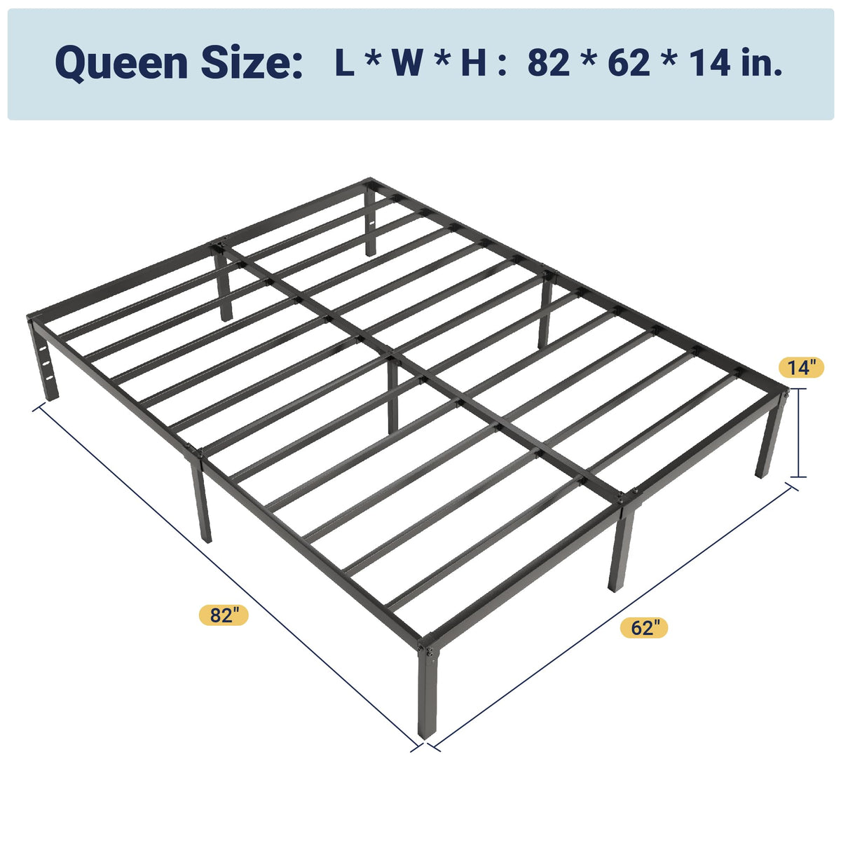 Queen 14 inch Metal Bed Frame with Storage Space G2456