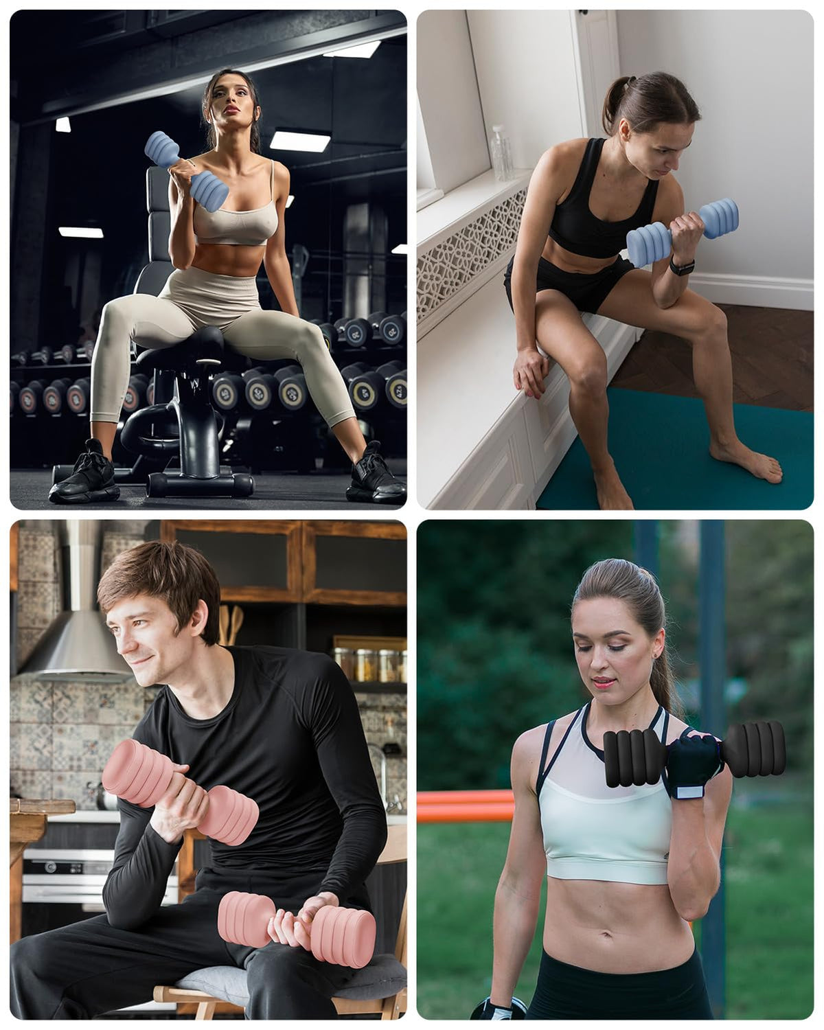 Adjustable Dumbbell Set of 2, 4-in-1 Free Weights with Soft Grip and Base C5708