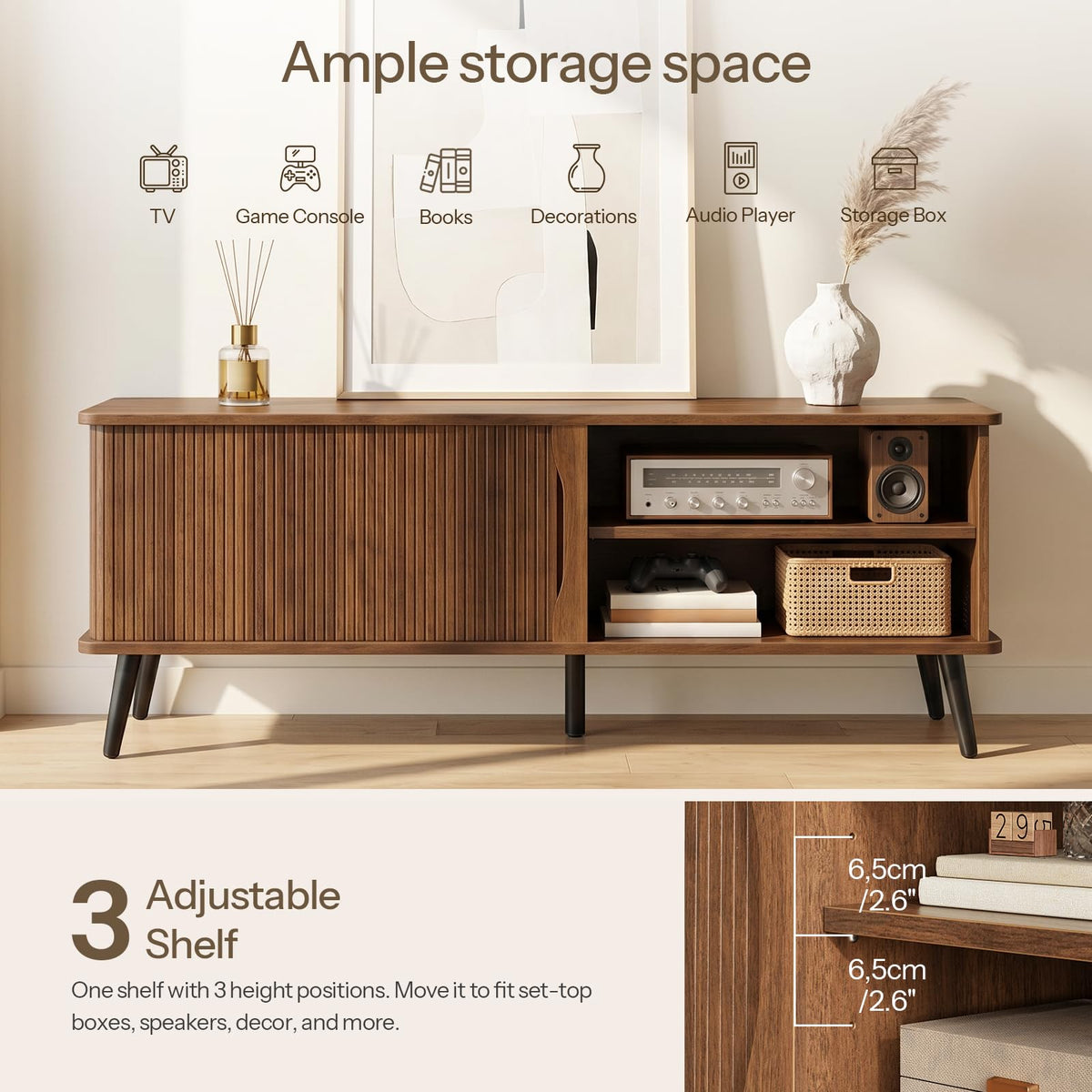 Mid Century Modern TV Stand with Storage R384594
