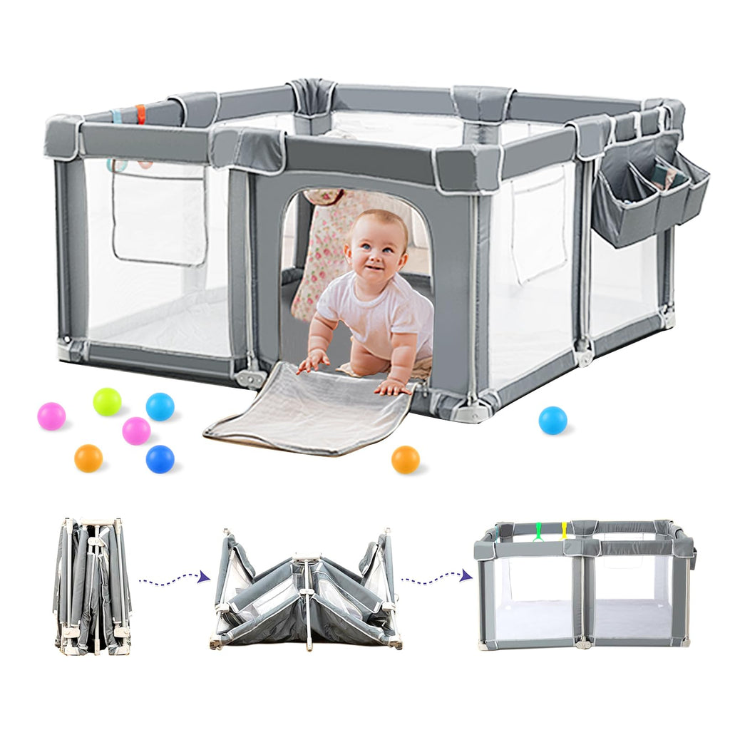 Foldable Baby Playpen with Mat Q394