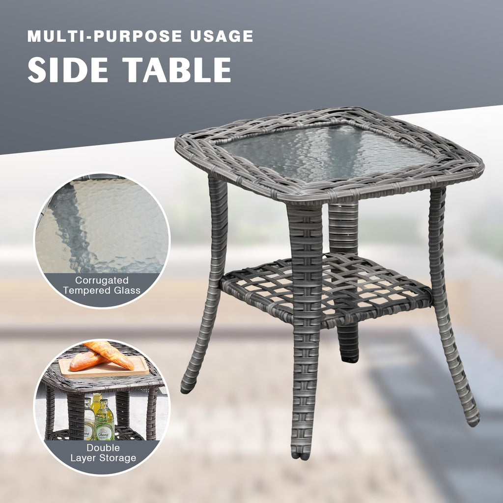 6 Piece Wicker Patio Furniture Set with Fire Pit Table V735