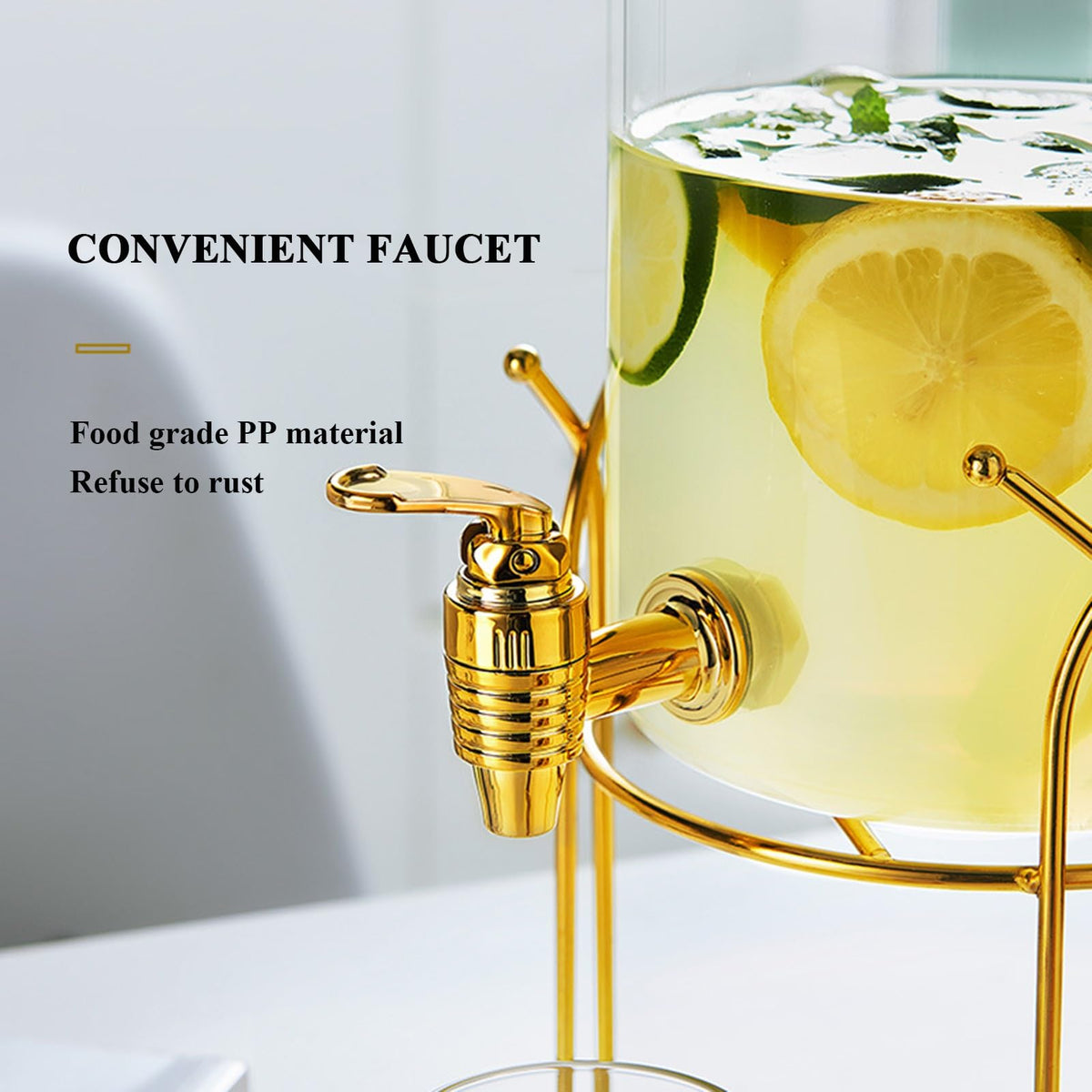 Glass Beverage Dispenser with Stand and Spigot Y132611