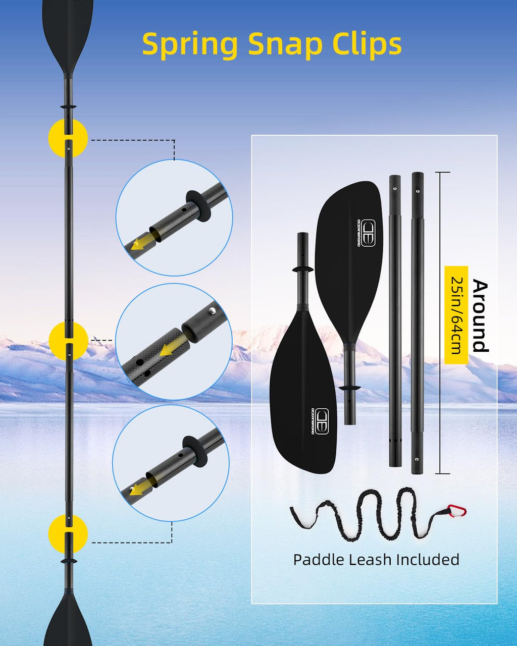 4 Pieces Carbon Fiber Kayak Paddle B851