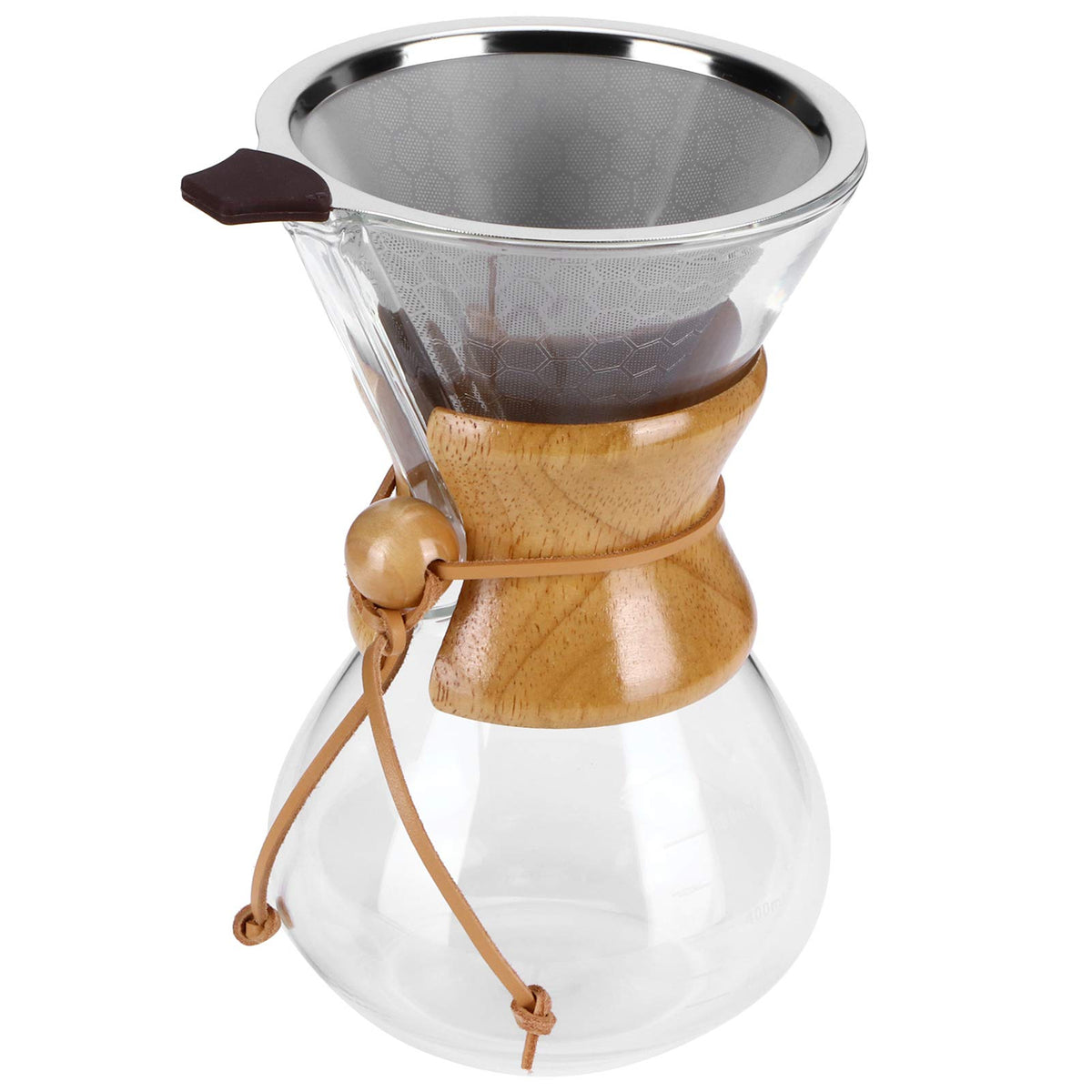 High Temp Glass Coffee Drip Pot with Reusable Filter 600ml Q5696