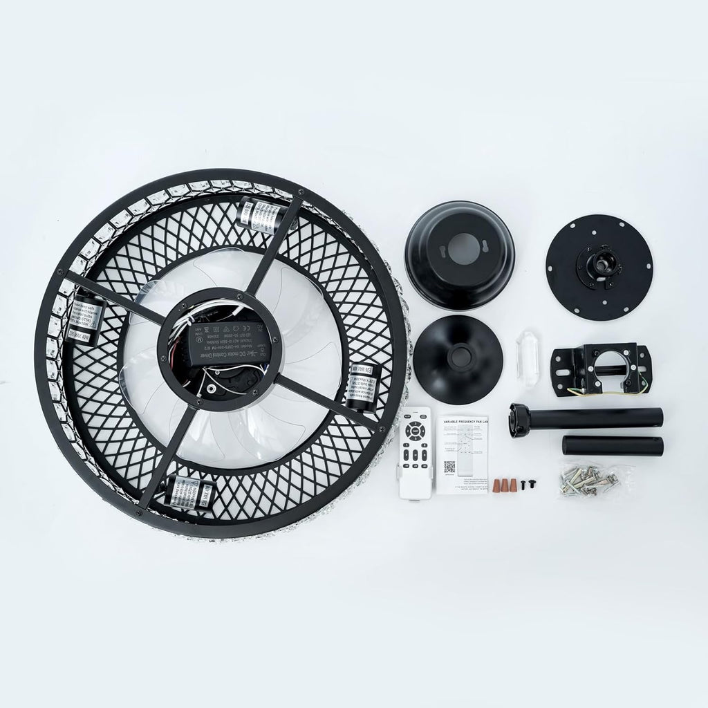 20" Black Crystal Ceiling Fan with Lights S46459