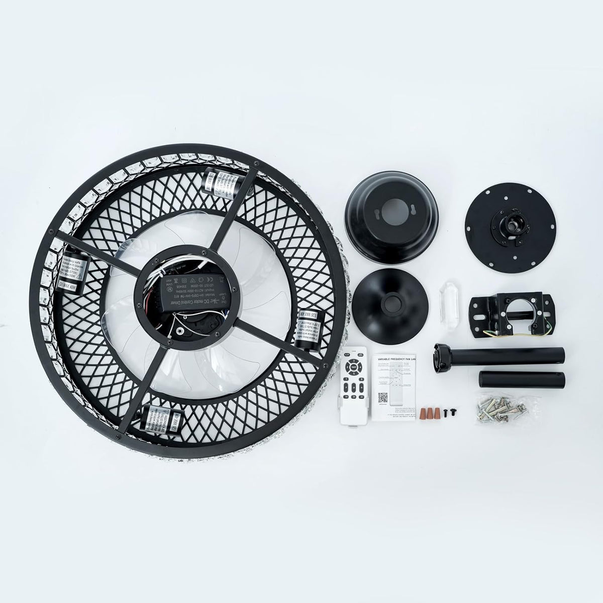 20" Black Crystal Ceiling Fan with Lights S46459