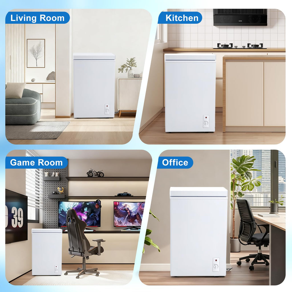 3.5 Cu.Ft White Chest Freezer with Removable Basket M348