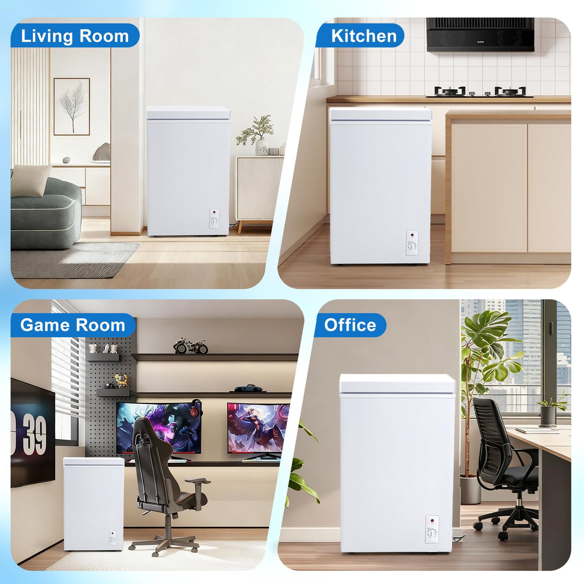 3.5 Cu.Ft White Chest Freezer with Removable Basket M348