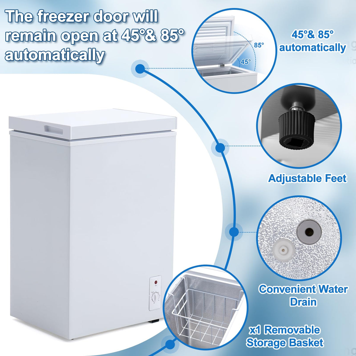 3.5 Cu.Ft White Chest Freezer with Removable Basket M348