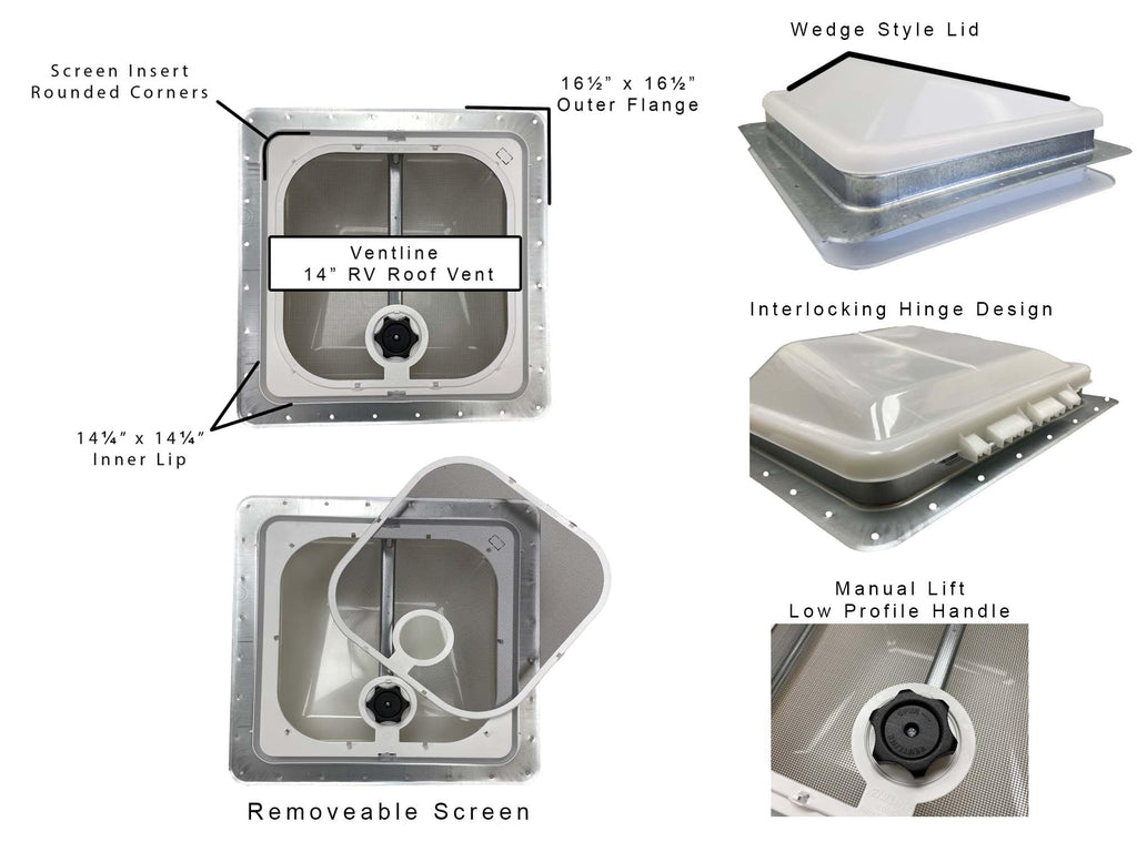 White RV Roof Vent V34635