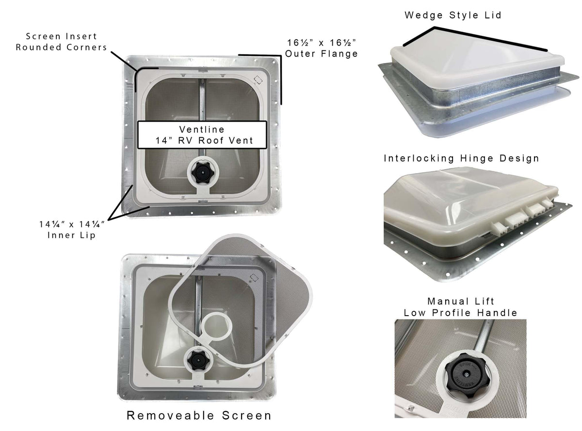 White RV Roof Vent V34635